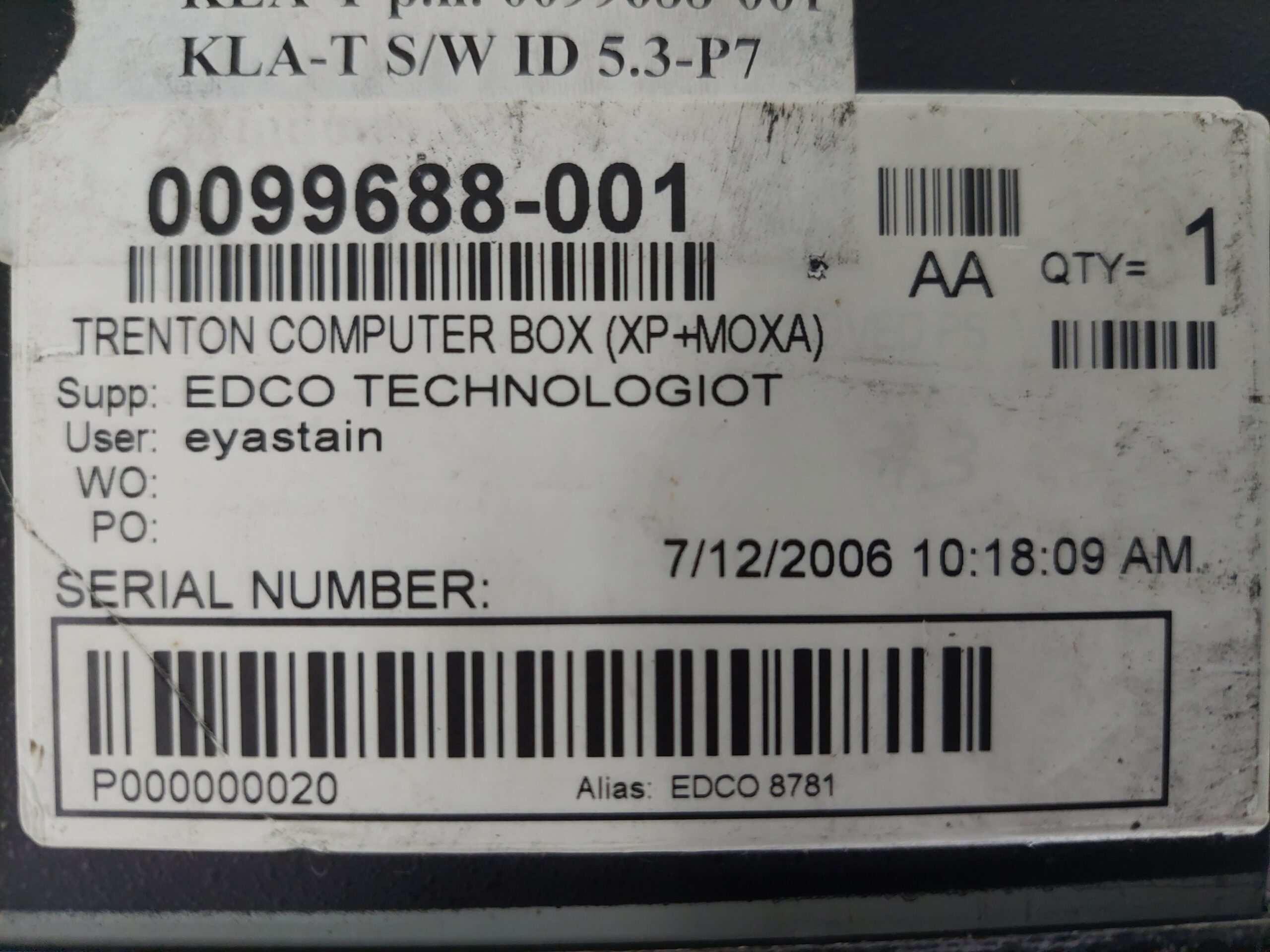 0099688-001 TRENTON COMPUTER BOX (XT & MOXA) (2)