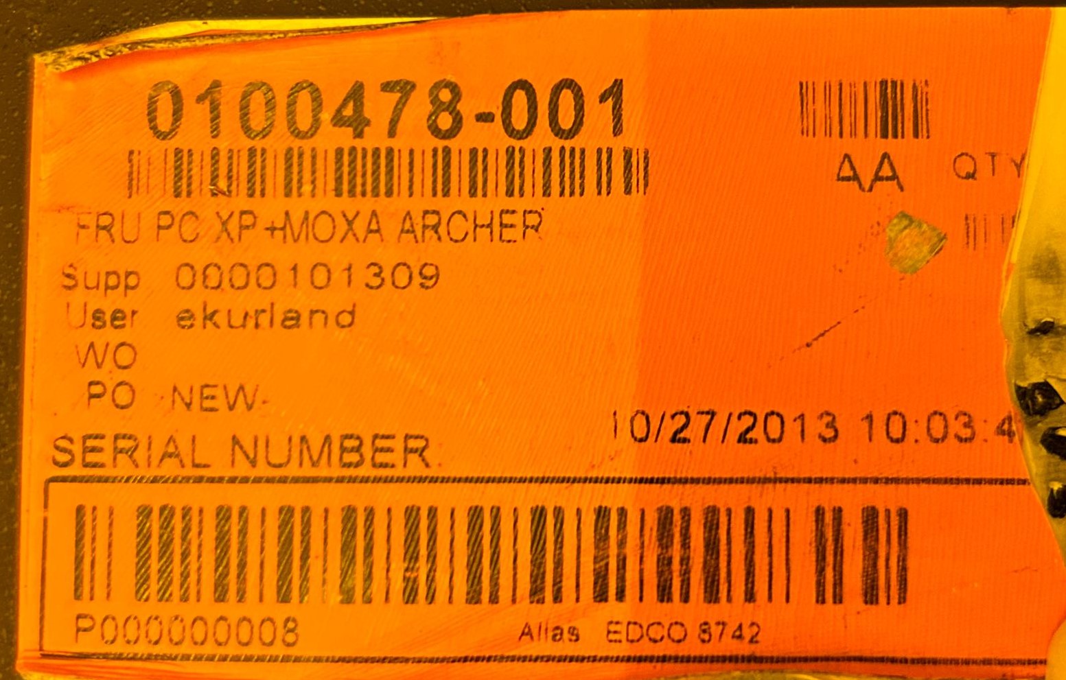 0100478-000 – FRU PC XP +MOXA ARCHER